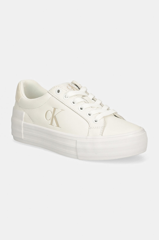 Calvin Klein Jeans sneakersy skórzane VULC FLATFORM LOW MG LTH platforma biały YW0YW01613