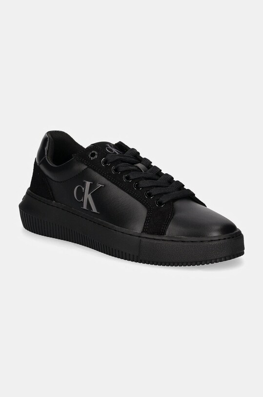 Kožne tenisice Calvin Klein Jeans CHUNKY CUPSOLE LTH MG LTH brušena koža crna YW0YW01614