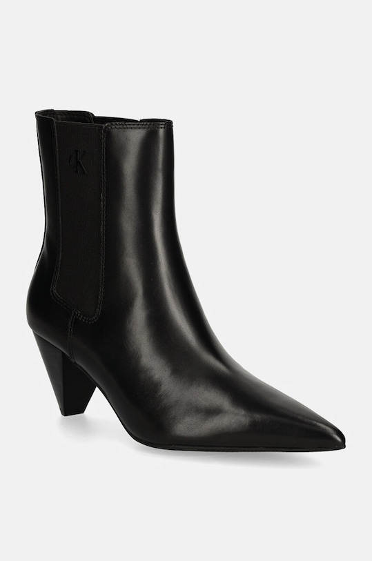 Кожени боти челси Calvin Klein Jeans 55 MM CONE HEEL BOOT MG LTH дебел черен YW0YW01676