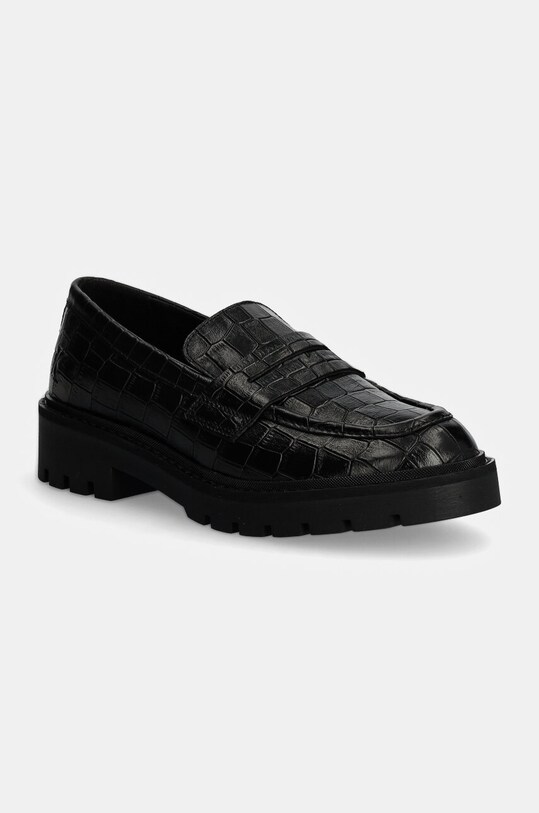 Calvin Klein Jeans mokasyny skórzane FLATFORM LOAFER MG CROC LTH platforma czarny YW0YW01680