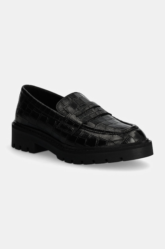 Δερμάτινα μοκασίνια Calvin Klein Jeans FLATFORM LOAFER MG CROC LTH ίσια πλατφόρμα μαύρο YW0YW01680