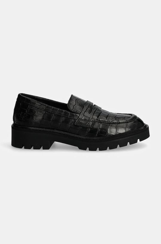Δερμάτινα μοκασίνια Calvin Klein Jeans FLATFORM LOAFER MG CROC LTH YW0YW01680 μαύρο AW24