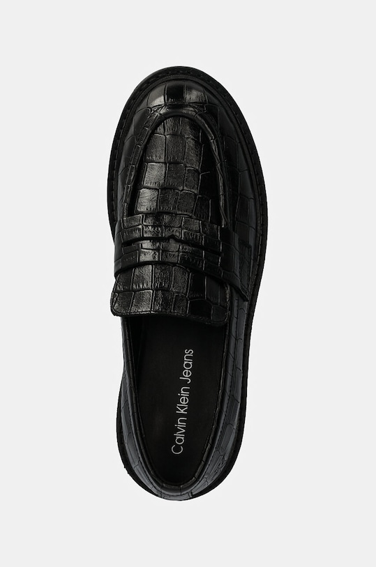 Δερμάτινα μοκασίνια Calvin Klein Jeans FLATFORM LOAFER MG CROC LTH μαύρο YW0YW01680