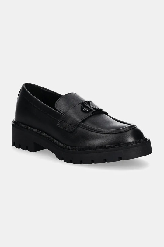 Δερμάτινα μοκασίνια Calvin Klein Jeans FLATFORM LOAFER HW MG LTH ίσια πλατφόρμα μαύρο YW0YW01682