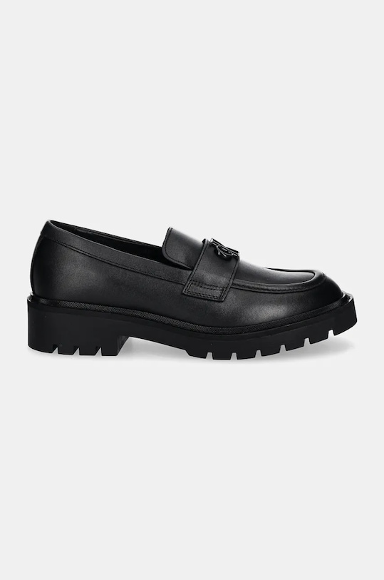 Calvin Klein Jeans bőr mokaszin FLATFORM LOAFER HW MG LTH YW0YW01682 fekete AW24