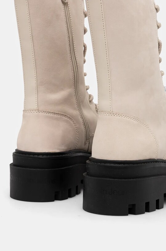 Obuwie Calvin Klein Jeans botki FLATFORM LACE UP BOOT MG NB YW0YW01683 beżowy