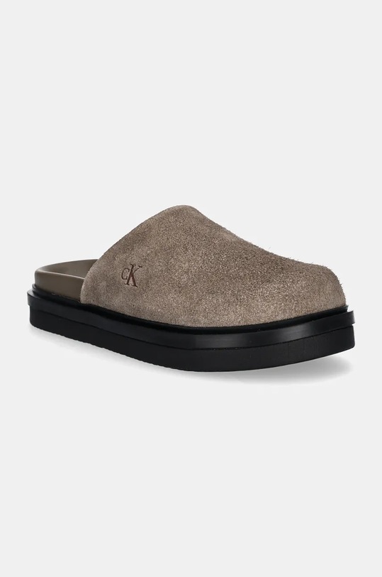 Šľapky Calvin Klein Jeans HOME CLOG MG MG S semišová koža béžová YW0YW01685