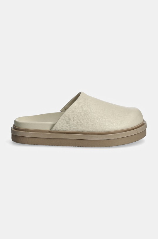 Δερμάτινες παντόφλες Calvin Klein Jeans HOME CLOG SLIDE MG LTH YW0YW01686 μπεζ AW24