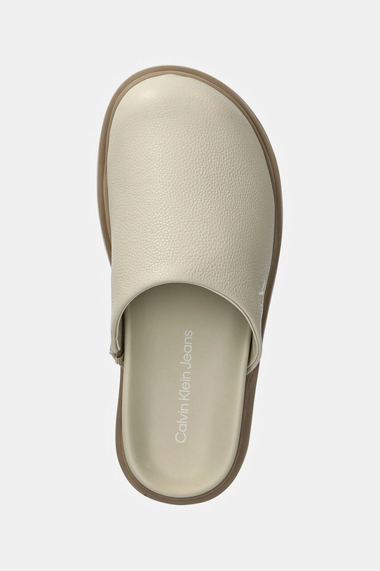 Kožené šľapky Calvin Klein Jeans HOME CLOG SLIDE MG LTH béžová YW0YW01686