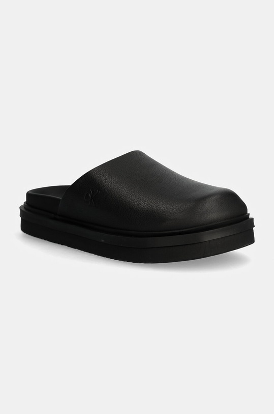 Calvin Klein Jeans klapki skórzane HOME CLOG SLIDE MG LTH płaski czarny YW0YW01686