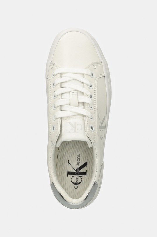 Calvin Klein Jeans sneakers din piele BOLD VULC FLATF LACEUP LTH alb YW0YW01688