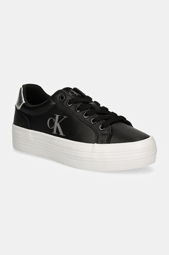 Кожаные кроссовки Calvin Klein Jeans BOLD VULC FLATF LACEUP LTH платформа чёрный YW0YW01688