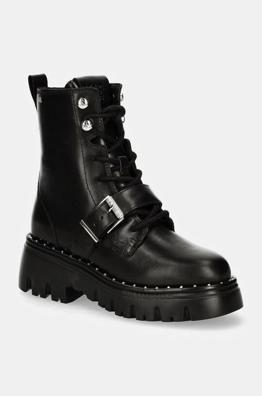 Kožené workery Karl Lagerfeld KOMBAT usňová koža čierna KL45354.000