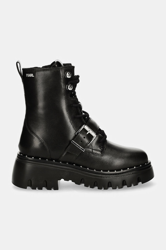 Usnjeni nizki škornji Karl Lagerfeld KOMBAT KL45354.000 črna AW24