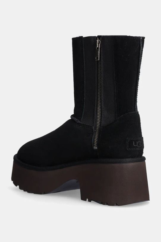 Încălțăminte UGG cizme din piele întoarsa Classic Twin Seam New Heights 1158313.BLK negru