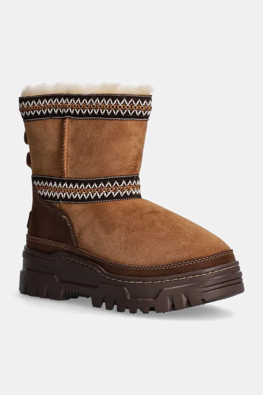 UGG cizme de zăpadă din piele întoarsă Classic Mini Trailgazer izolat maro 1158322.CHE