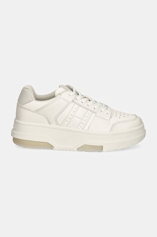 Δερμάτινα αθλητικά παπούτσια Tommy Jeans THE BROOKLYN FLATFORM EN0EN02592 λευκό AW24