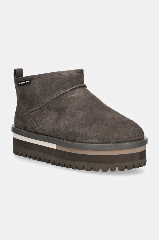 Замшевые сапоги Tommy Jeans TJW SUEDE FLATFORM BOOT WL замш серый EN0EN02599