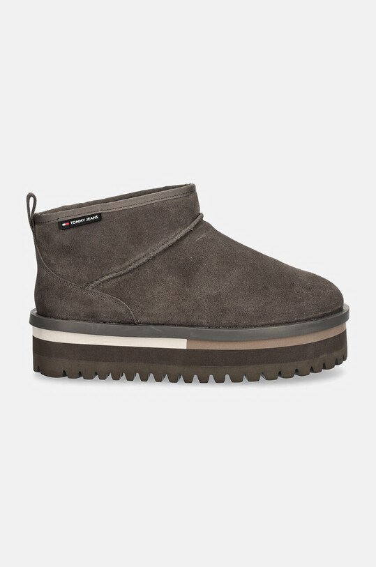 Замшевые сапоги Tommy Jeans TJW SUEDE FLATFORM BOOT WL EN0EN02599 серый NC24