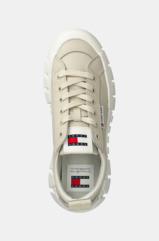 Kožené sneakers boty Tommy Jeans TJW VULC FLATFORM LC LEATHER béžová EN0EN02610