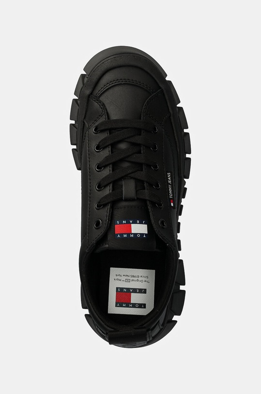Kožené sneakers boty Tommy Jeans TJW VULC FLATFORM LC LEATHER černá EN0EN02610