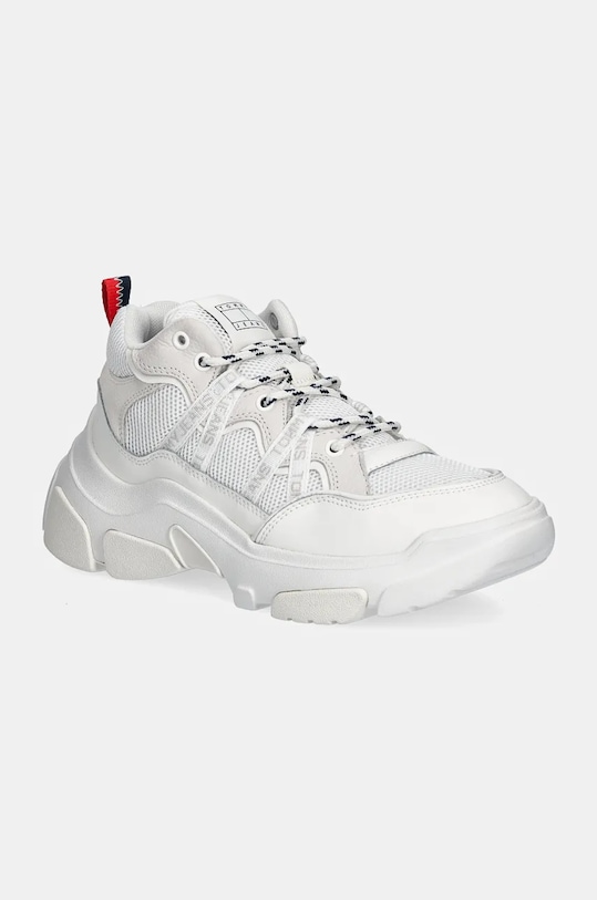 Sneakers boty Tommy Jeans TJW HYBRID RUNNER semišová kůže bílá EN0EN02619