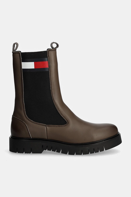 Kožne gležnjače Tommy Jeans TJW LONG CHELSEA BOOT EN0EN02625 smeđa AW24