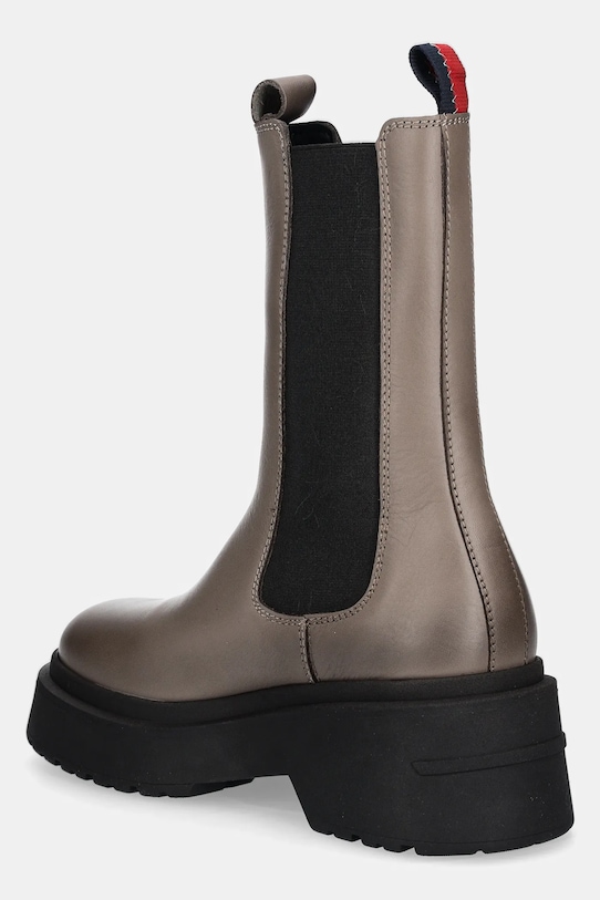 Obuwie Tommy Jeans sztyblety skórzane TJW CHUNKY CHELSEA EN0EN02635 brązowy