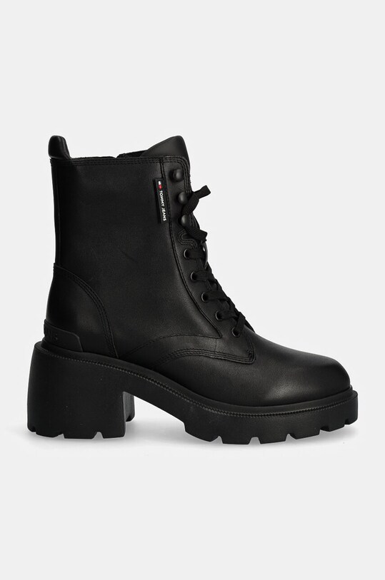 Tommy Jeans botine TJW MID HEEL BOOT LEATHER EN0EN02640 negru AW24