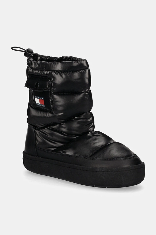 Snehule Tommy Jeans TJW WINTER FEMININE BOOT usňová koža čierna EN0EN02642