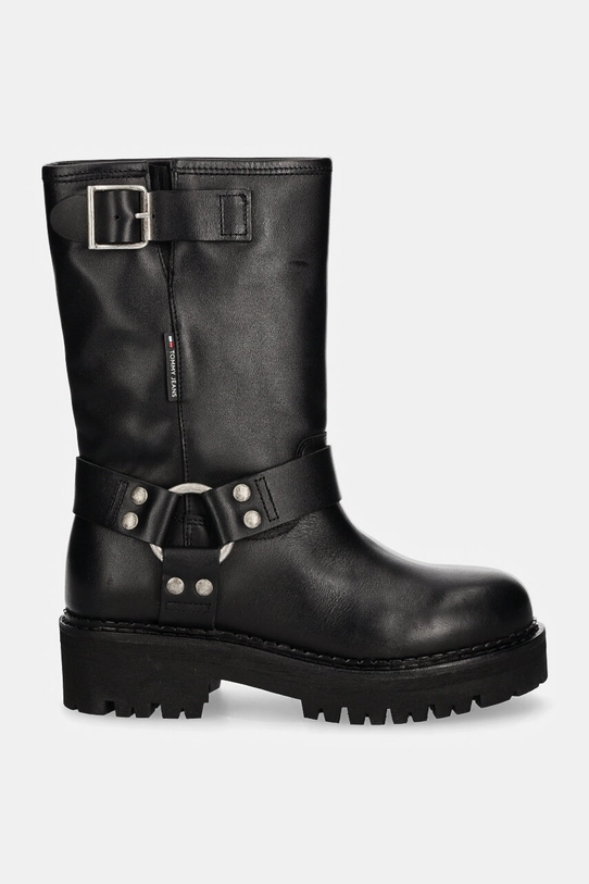 Шкіряні черевики Tommy Jeans TJW URBAN BIKER BOOT LEATHER EN0EN02728 чорний NC24