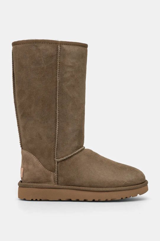 Čizme za snijeg od brušene kože UGG Classic Tall II 1016224.ALP zelena AW24