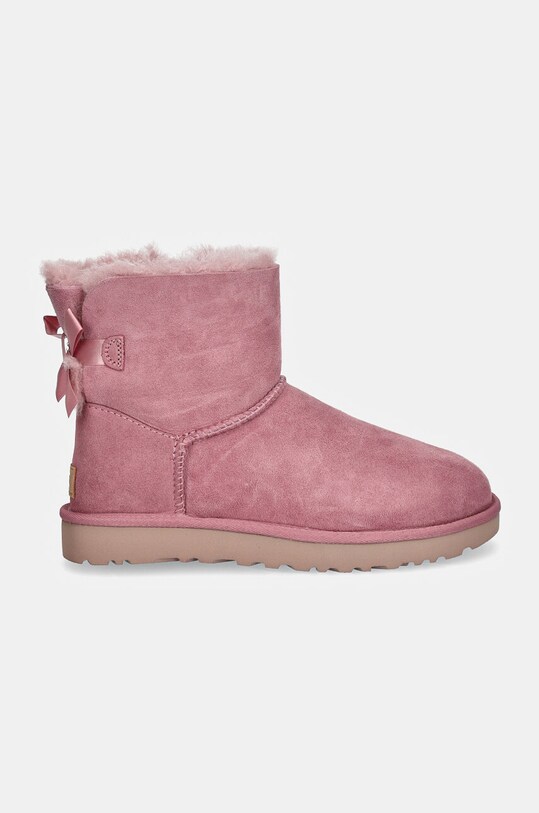UGG cizme de zapada din piele intoarsa Mini Bailey Bow II 1016501.DYR roz AW24