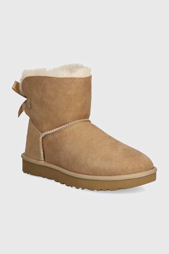 UGG śniegowce zamszowe Mini Bailey Bow II brak zapięcia beżowy 1016501.SAN