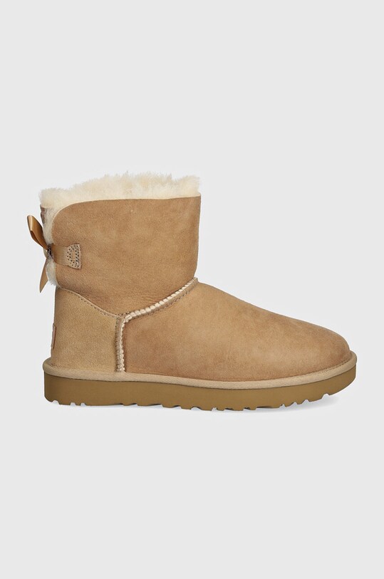 UGG śniegowce zamszowe Mini Bailey Bow II 1016501.SAN beżowy AW24