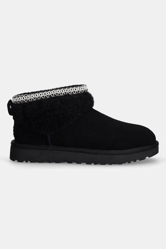 Semišové snehule UGG Classic Ultra Mini Maxi Curly 1158263.BLK čierna AW24
