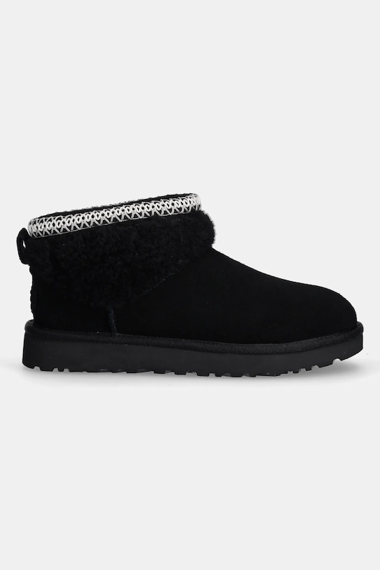 UGG cizme de zapada din piele intoarsa Classic Ultra Mini Maxi Curly 1158263.BLK negru AW24