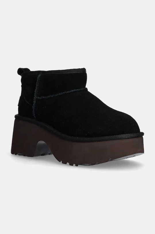 Semišové boty UGG Classic Ultra Mini New Heights platforma černá 1158311.BLK
