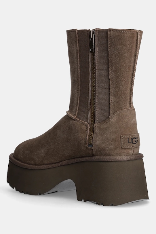 Obuća Gležnječe od brušene kože UGG Classic Twin Seam New Heights 1158313.HCK smeđa