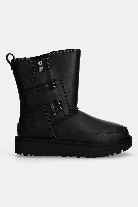 UGG śniegowce skórzane Classic Short Moto Boot 1164710.BLK czarny AW24