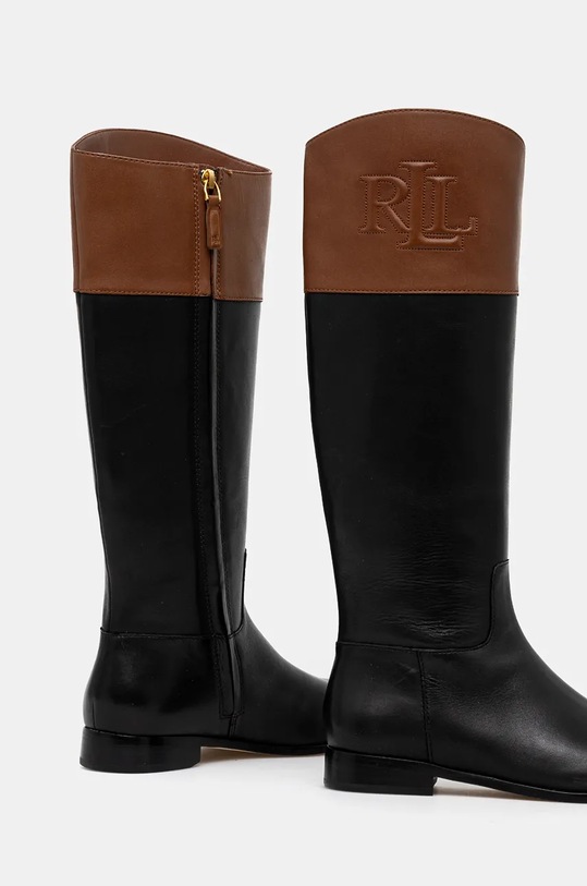 Boty Kožené kozačky Lauren Ralph Lauren Justine II 802942512001.999 černá