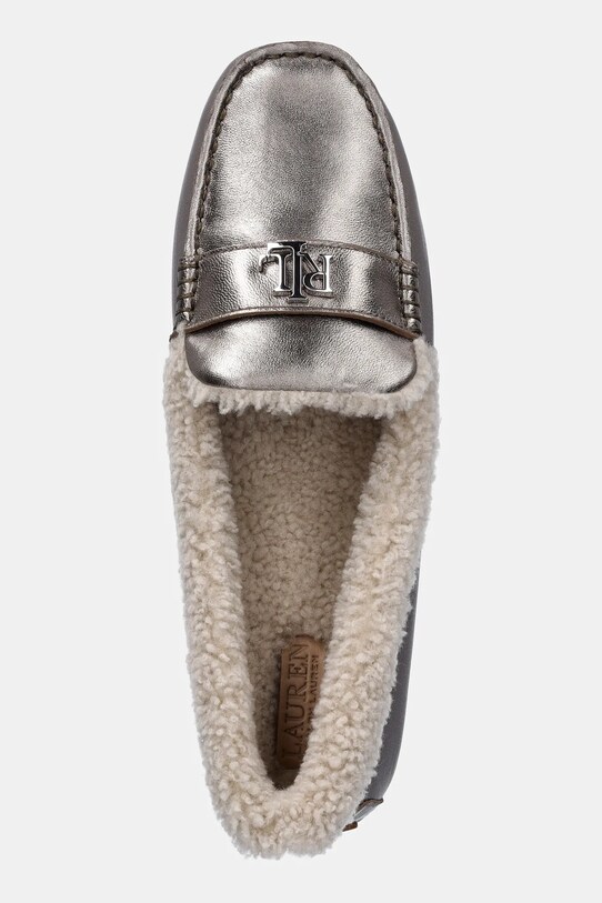 Kožené mokasíny Lauren Ralph Lauren Barnsbury Sp stříbrná 802951373001.200