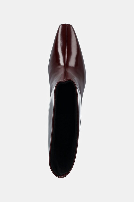 Calvin Klein cizme de piele HEEL MID BOOT 50 LTH burgundia HW0HW02151