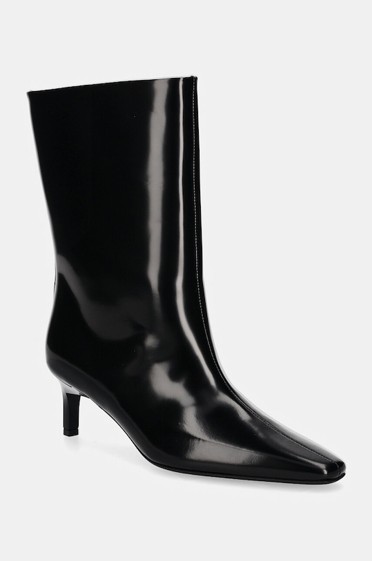Шкіряні черевики Calvin Klein HEEL MID BOOT 50 LTH без утеплення чорний HW0HW02151