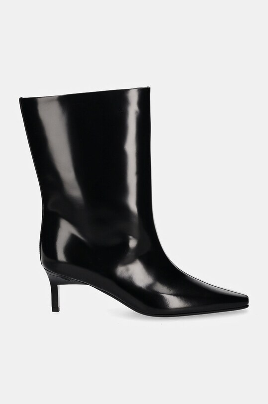 Кожаные полусапожки Calvin Klein HEEL MID BOOT 50 LTH HW0HW02151 чёрный AW24