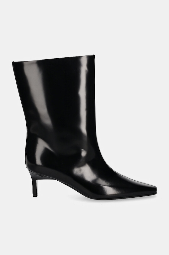 Шкіряні черевики Calvin Klein HEEL MID BOOT 50 LTH HW0HW02151 чорний AW24