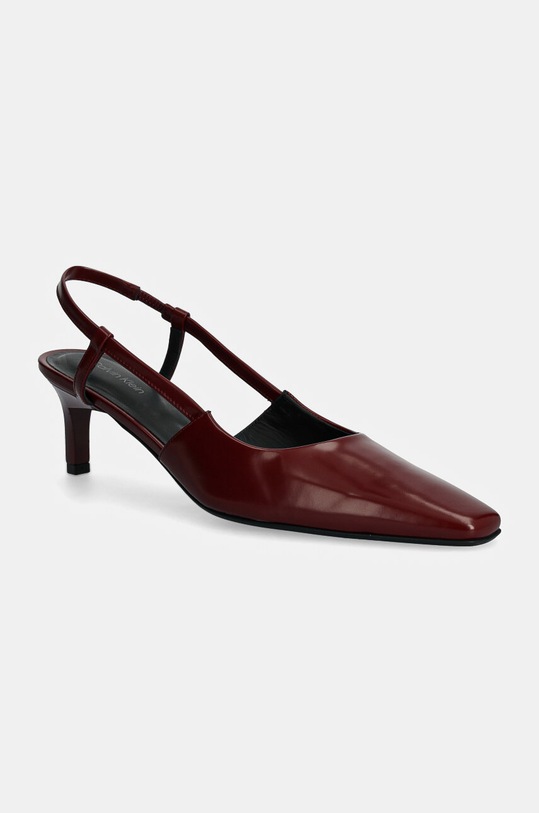 Kožené lodičky Calvin Klein HEEL SLINGBACK PUMP 50 LTH usňová koža burgundské HW0HW02152