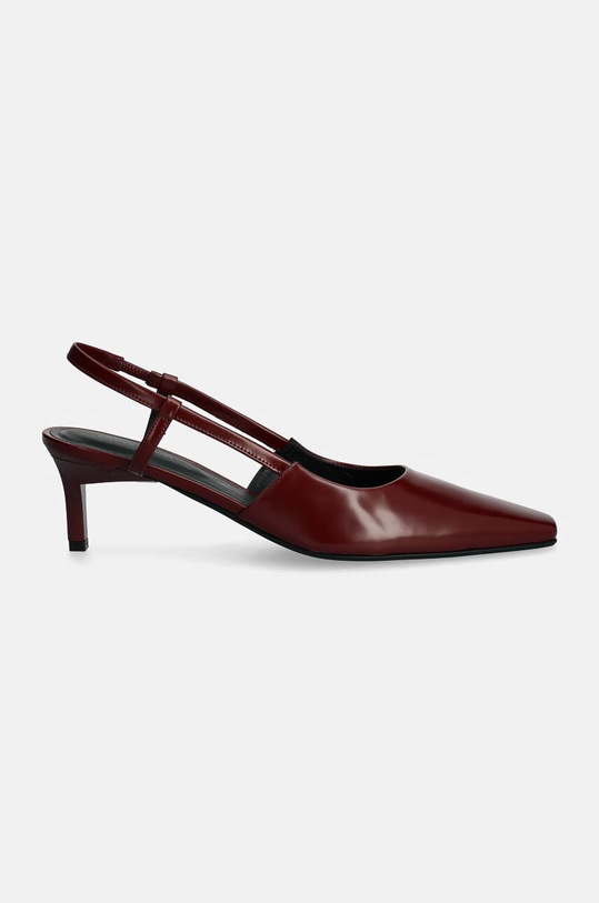 Kožené lodičky Calvin Klein HEEL SLINGBACK PUMP 50 LTH HW0HW02152 burgundské AW24