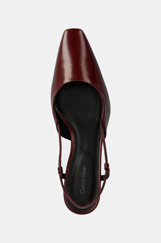 Kožené lodičky Calvin Klein HEEL SLINGBACK PUMP 50 LTH burgundské HW0HW02152
