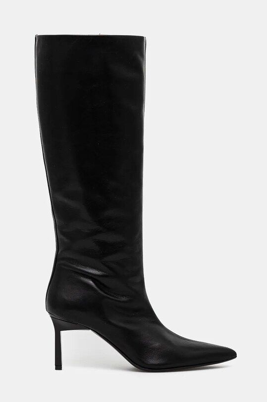Шкіряні чоботи Calvin Klein HEEL KNEE BOOT 70 LTH HW0HW02162 чорний AW24